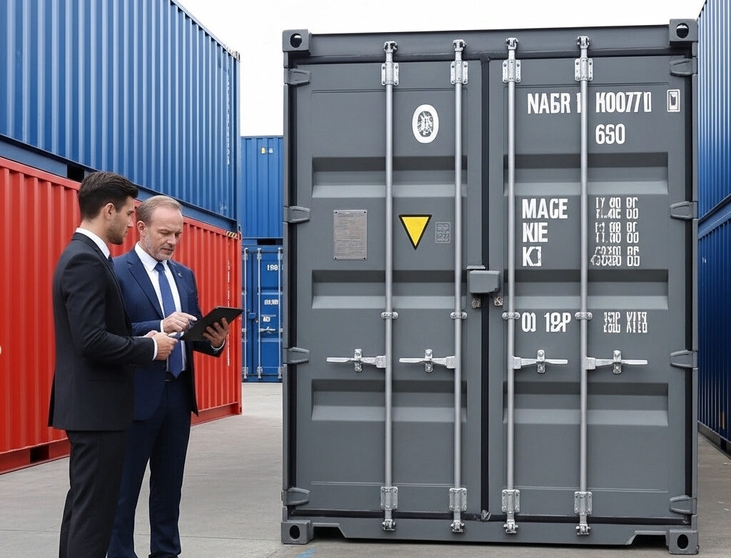 Customer discussing sea container purchase details with local Atlantic Canada supplier.