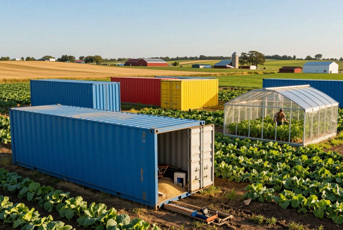 Different uses of shipping containers for residential commercial and farm use