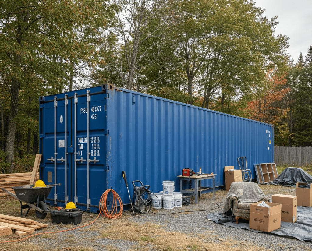 Different uses of sea can rentals including construction, business, and residential storage
