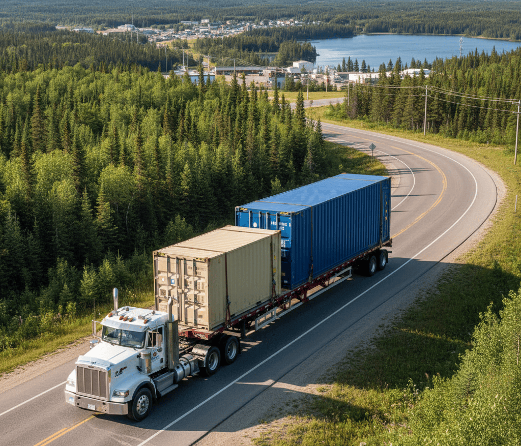 Shipping container being transported showing how delivery affects total cost