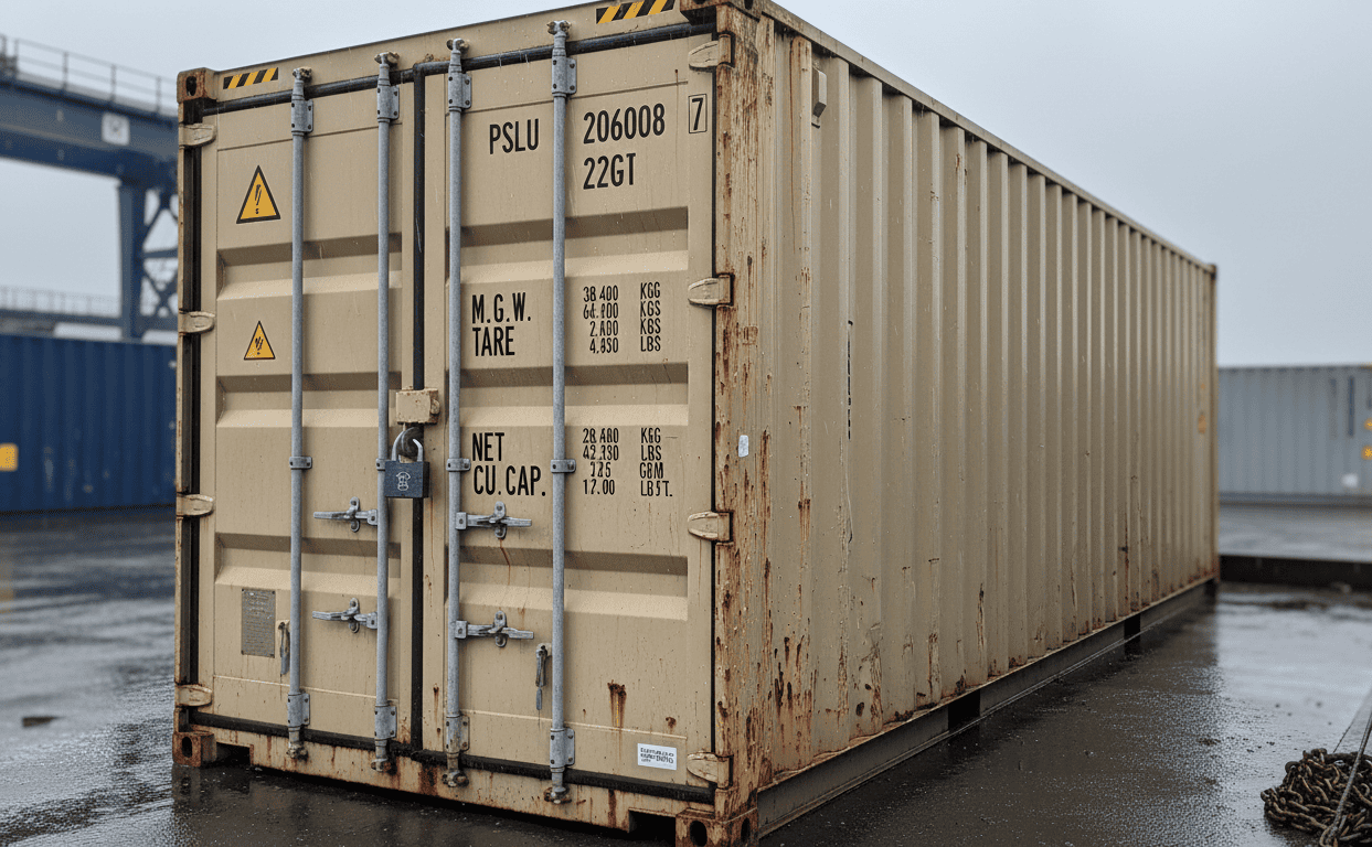 Secure and weatherproof shipping container used for storage in New Brunswick conditions
