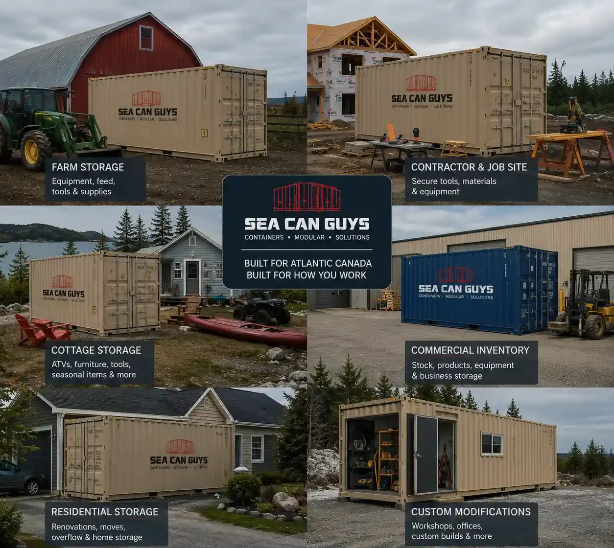Common residential commercial and agricultural uses for sea containers in Atlantic Canada